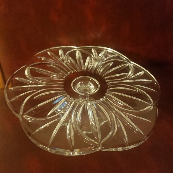 Block Crystal Wyndham Cake Stand Plate 11 3/4" - Picture 1 of 4
